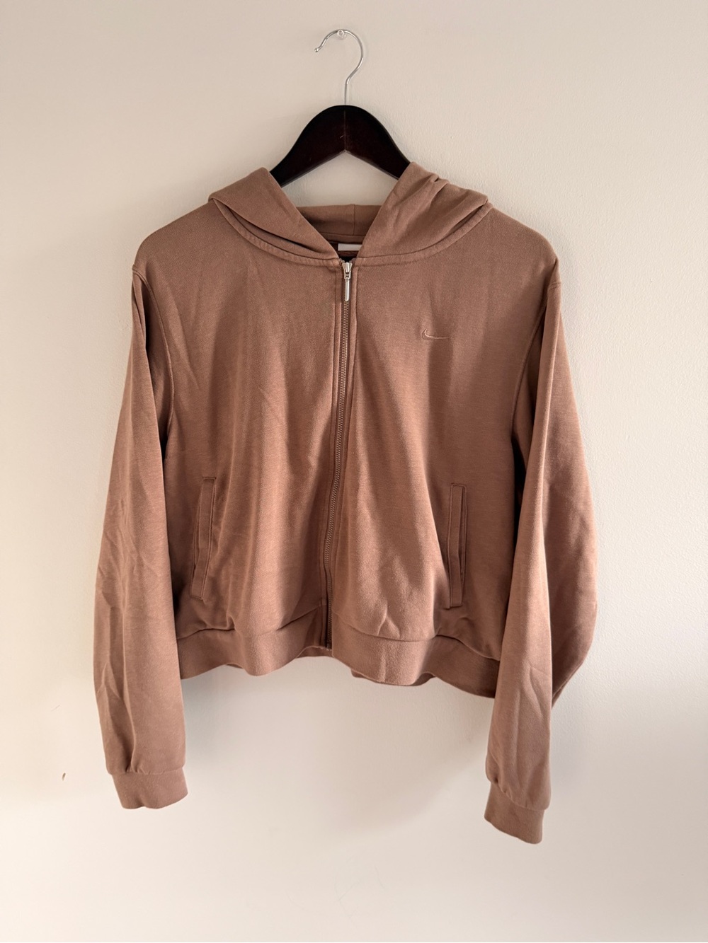 Nike Cropped Zip Hoodie in Mocha Brown